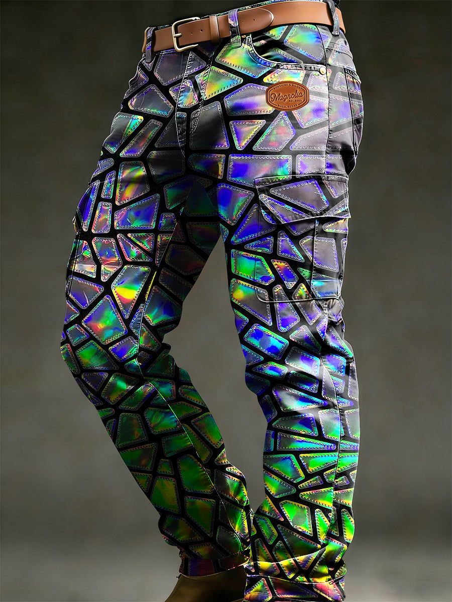 Men's Retro Vacation Business Art Print Casual Workwear Trousers