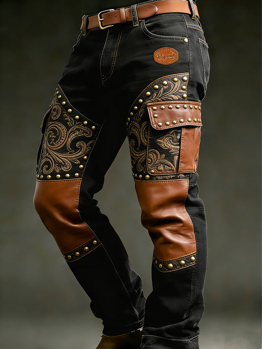 Men's Retro Vacation Business Western Art Print Casual Workwear Trousers