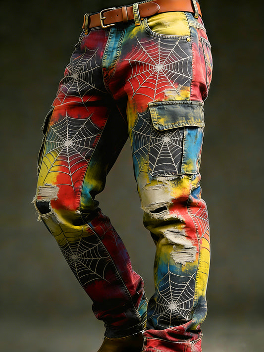 Men's Retro Vacation Business Art Print Casual Workwear Trousers