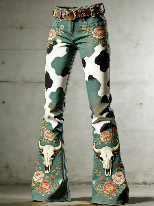 Women's West Art Print Flared Trousers