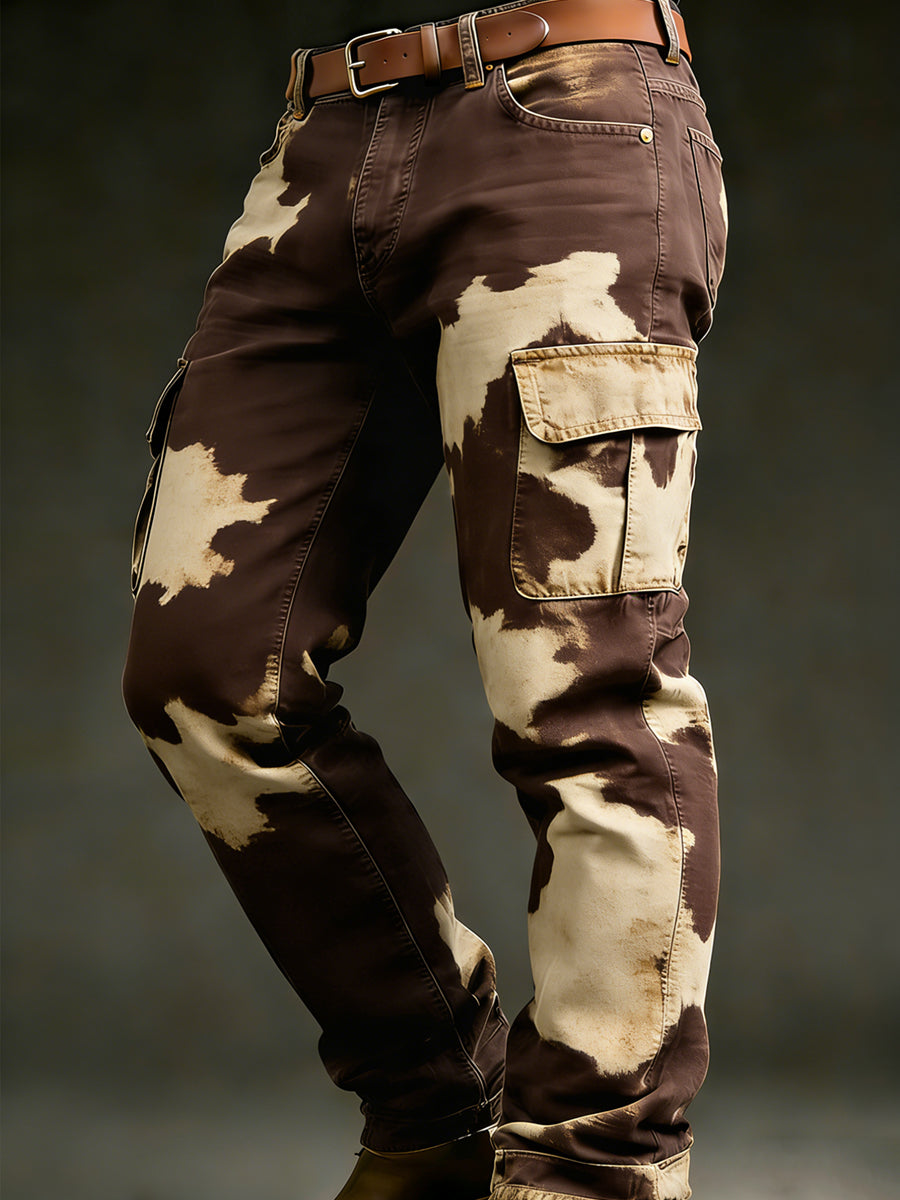 Men's Retro Vacation Business Art Print Casual Workwear Trousers