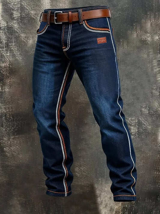 Men's Retro Vacation Business Art Print Casual Workwear Trousers