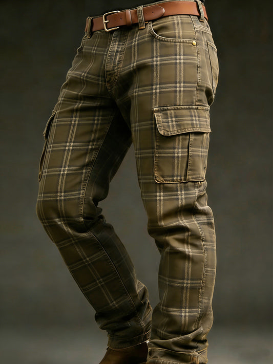 Men's Retro Vacation Business Art Print Casual Workwear Trousers