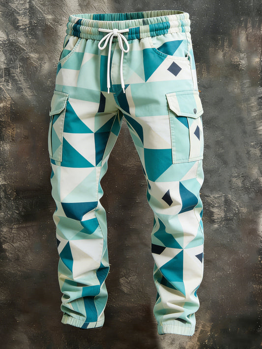 Men's Retro Vacation Business Art Print Casual Workwear Trousers