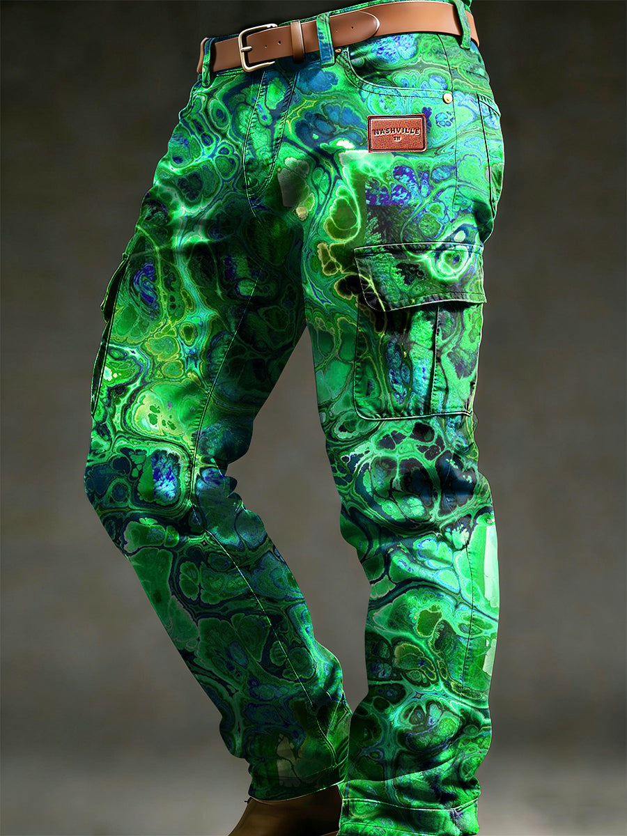 Men's Retro Vacation Business Psychedelic Art Print Casual Workwear Trousers