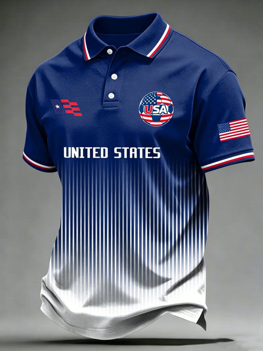Men's USA Soccer polo Neck Short Sleeve T-Shirt