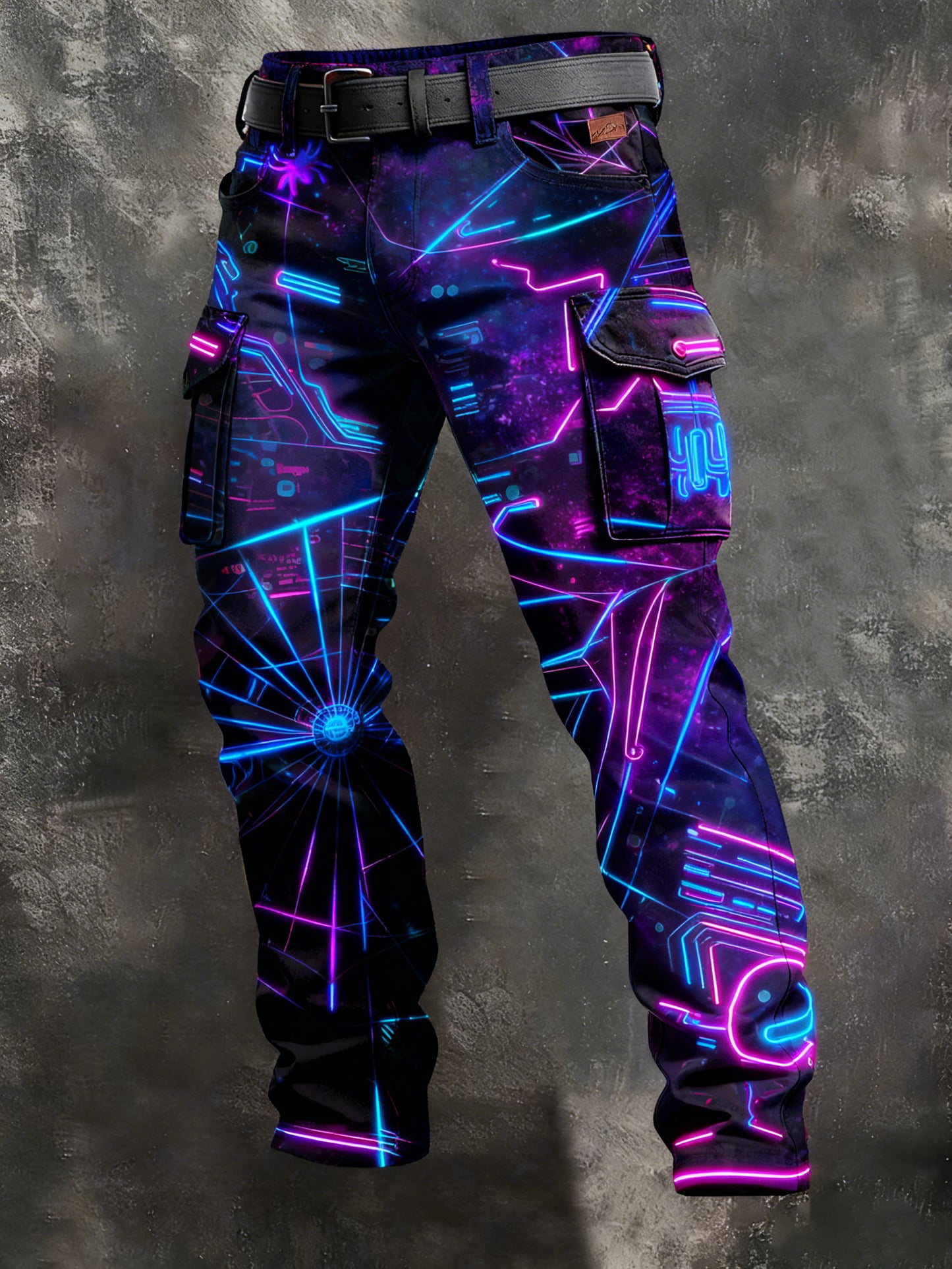 Men's Retro Vacation Business Cyberpunk Art Print Casual Workwear Trousers