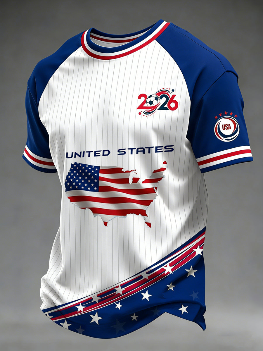 Football USA Printed Vintage Fashion Loose Short Sleeve T-Shirt
