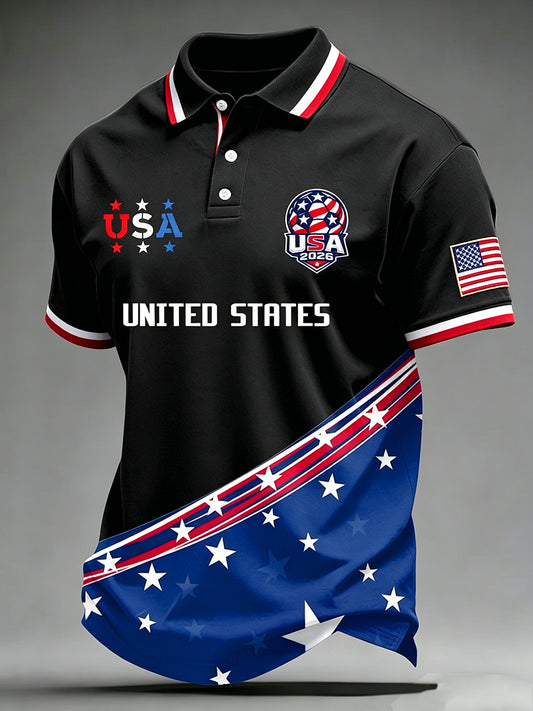 Men's Football USA Polo Neck Short Sleeve T-Shirt