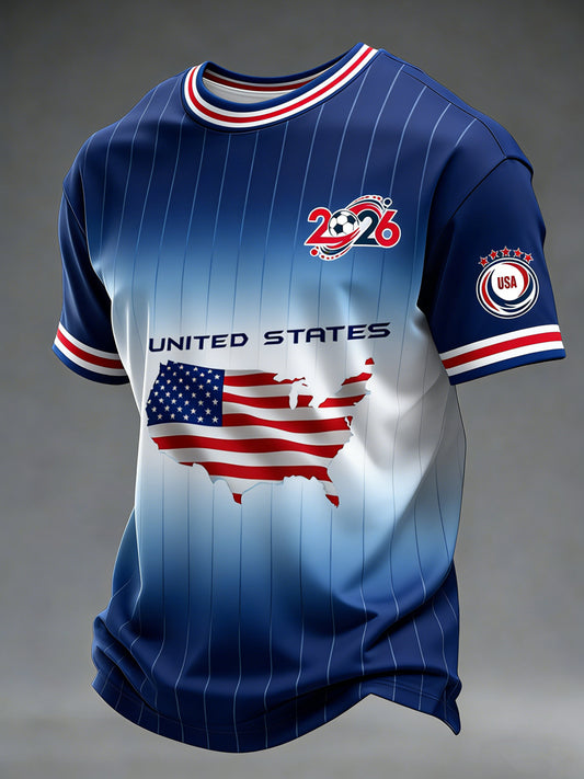 Football USA Printed Vintage Fashion Loose Short Sleeve T-Shirt