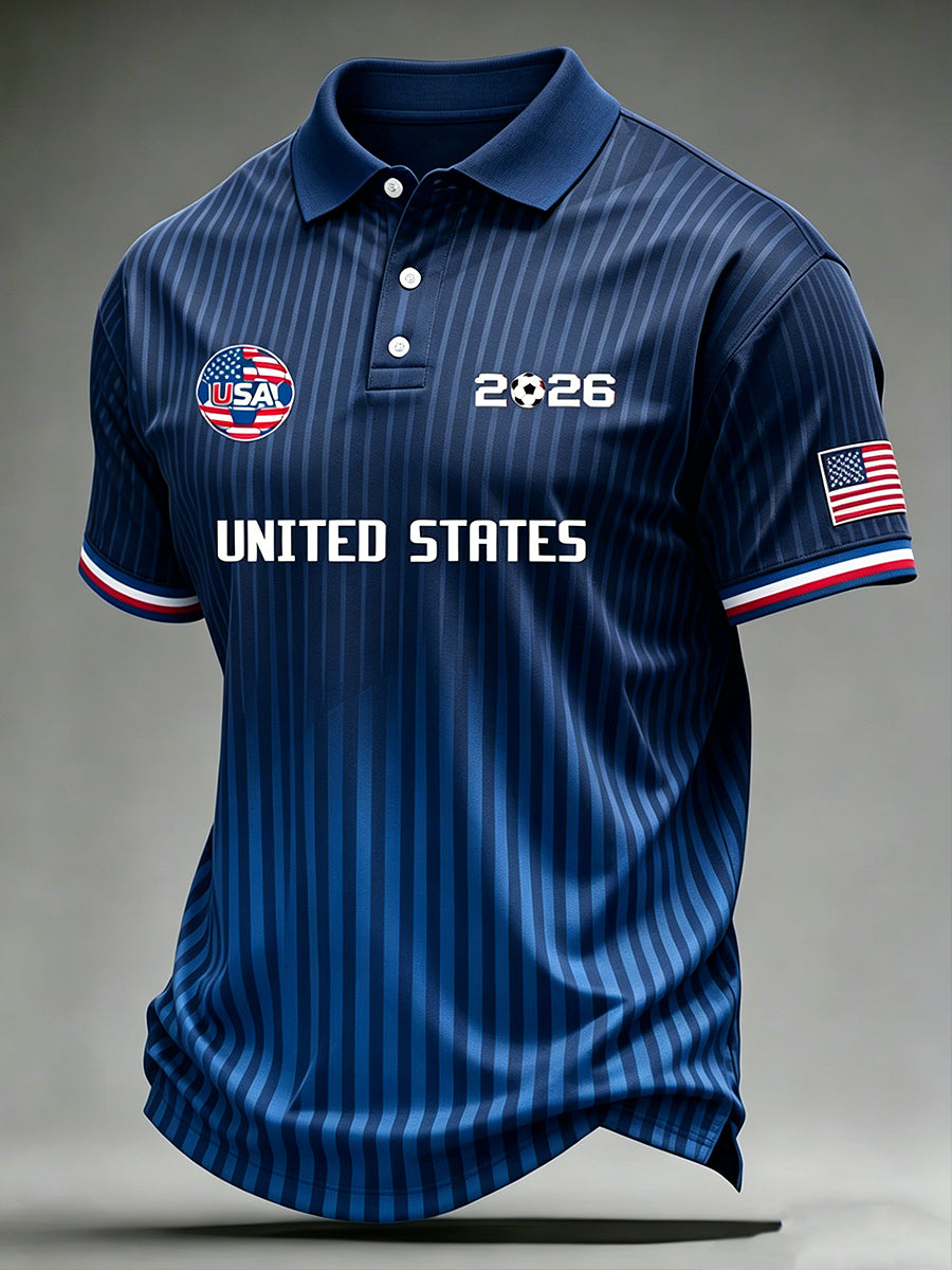 Men's Football USA Polo Neck Short Sleeve T-Shirt