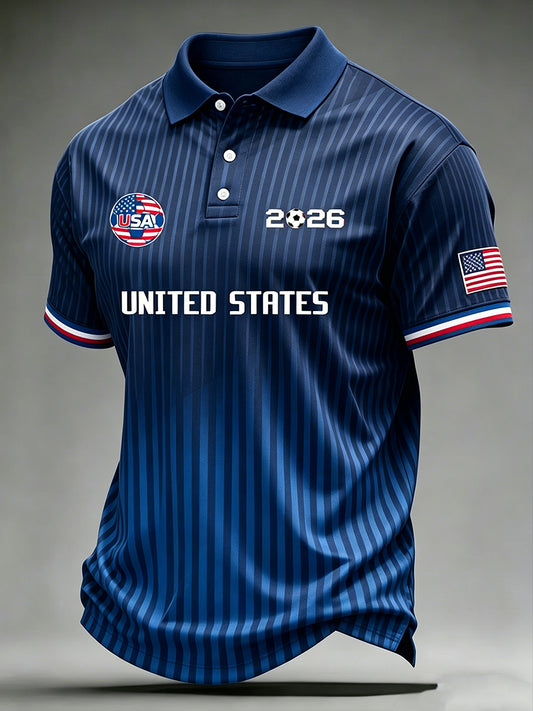 Men's Football USA Polo Neck Short Sleeve T-Shirt