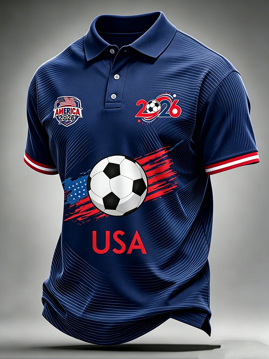 Men's Football USA Polo Neck Short Sleeve T-Shirt