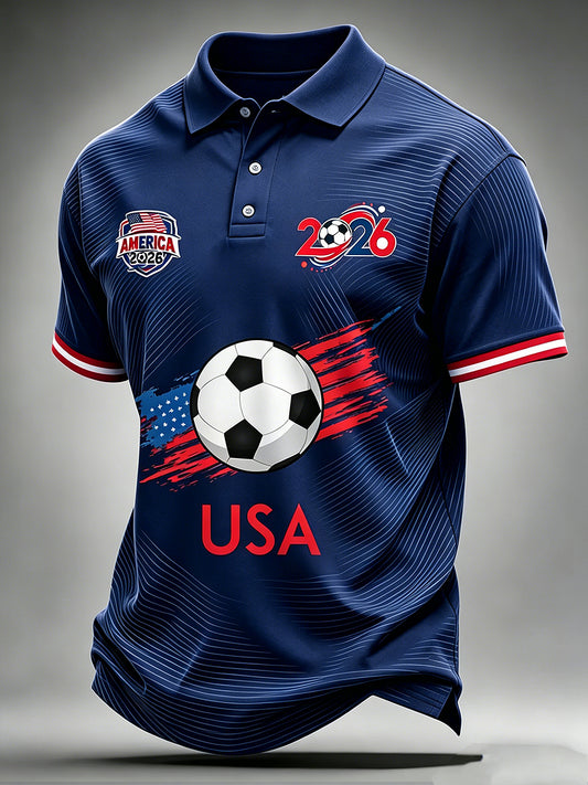 Men's Football USA Polo Neck Short Sleeve T-Shirt