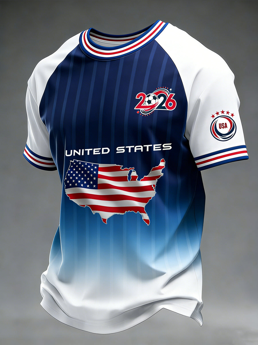 Football USA Printed Vintage Fashion Loose Short Sleeve T-Shirt
