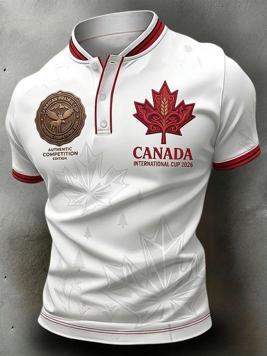 Retro Canada 2026 Soccer Fan Art Casual Polo Shirt