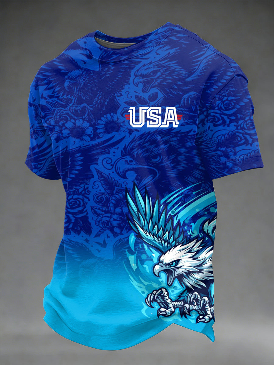USA Football Printed Vintage Fashion Loose Short Sleeve T-Shirt