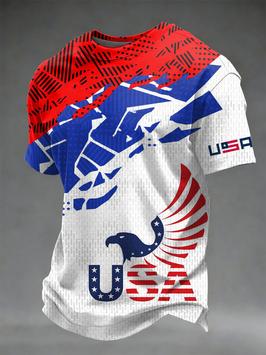 USA Football Printed Vintage Fashion Loose Short Sleeve T-Shirt