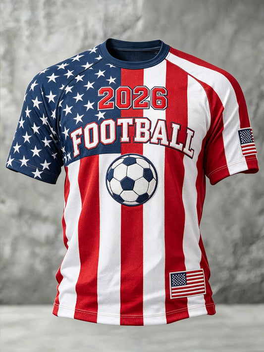 USA Football Printed Vintage Fashion Loose Short Sleeve T-Shirt