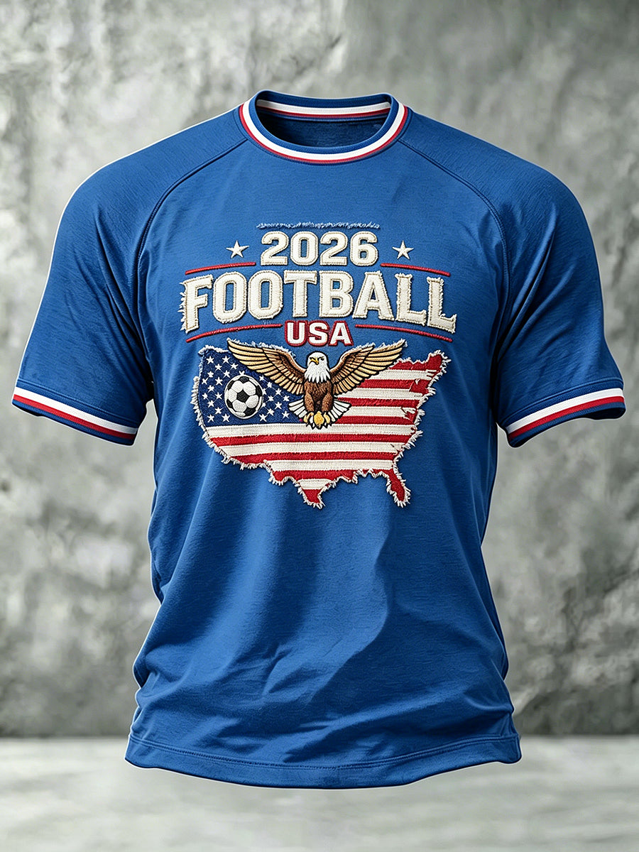 USA Football Printed Vintage Fashion Loose Short Sleeve T-Shirt