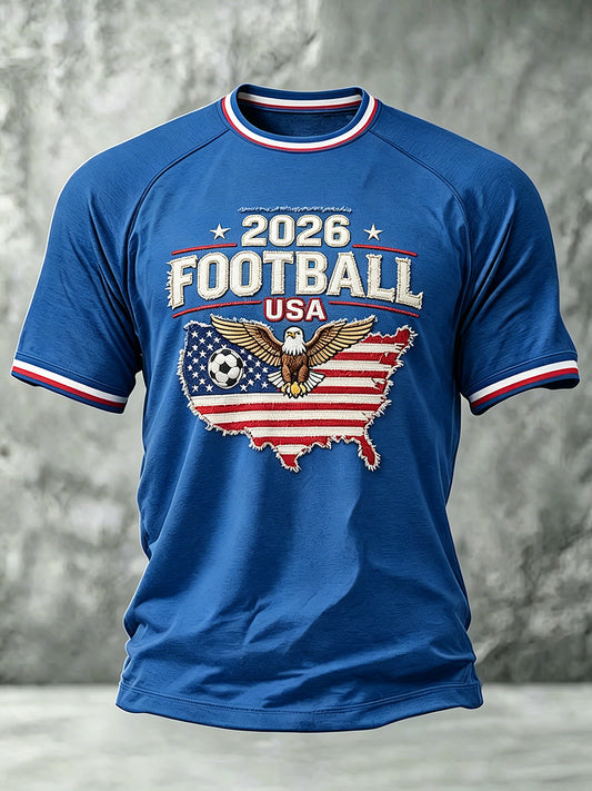 USA Football Printed Vintage Fashion Loose Short Sleeve T-Shirt