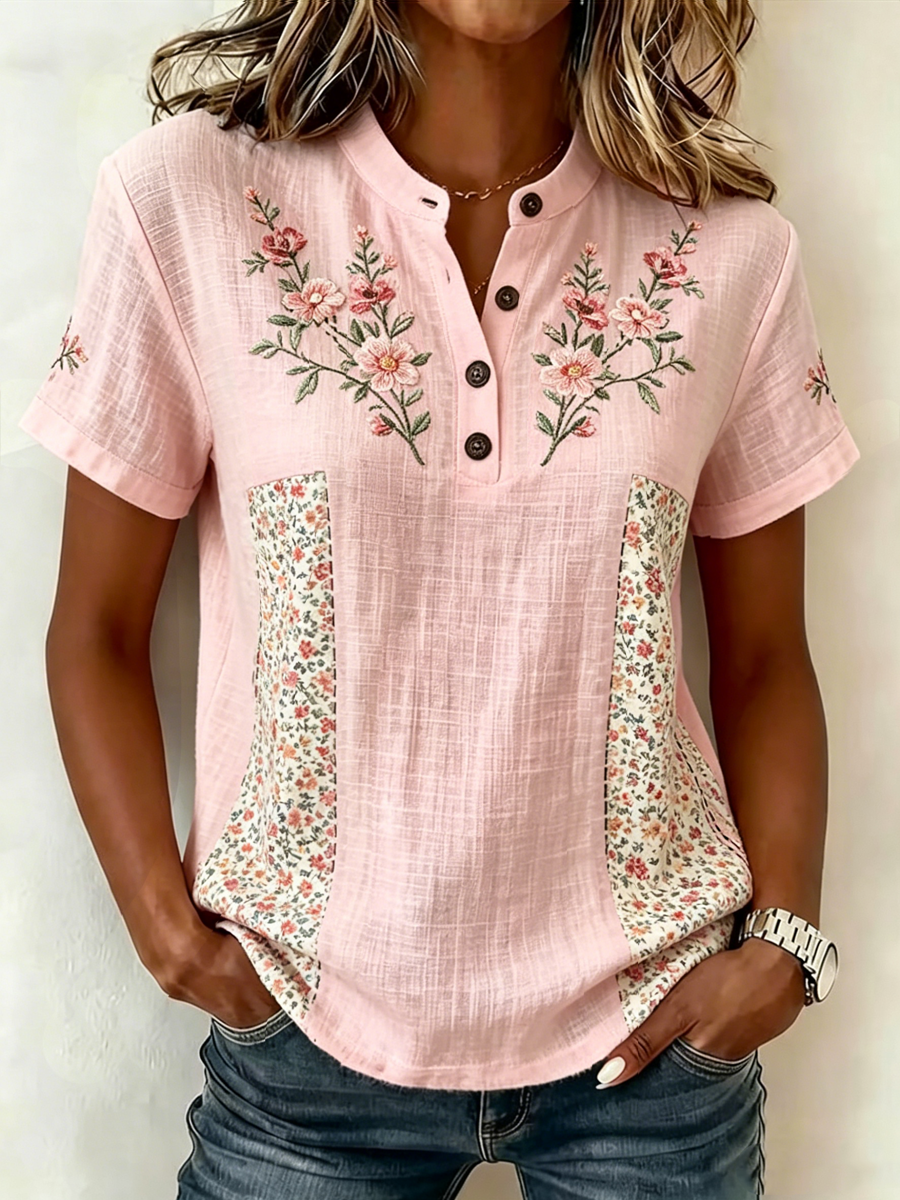 Women's Floral Print short-sleeved T-shirt