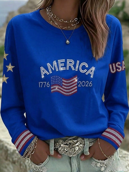 Women's  Retro American Independence Day  Long-Sleeve Top