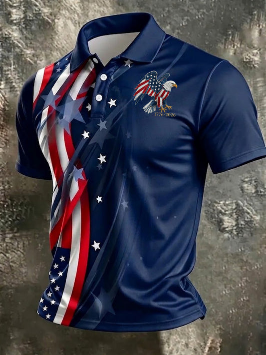 Men's America Flag Eagle Printed Shirt