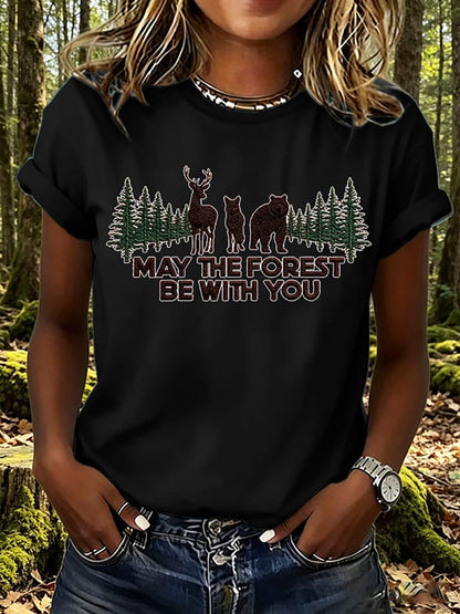 Women's May The Forest Be With You Print T-Shirt