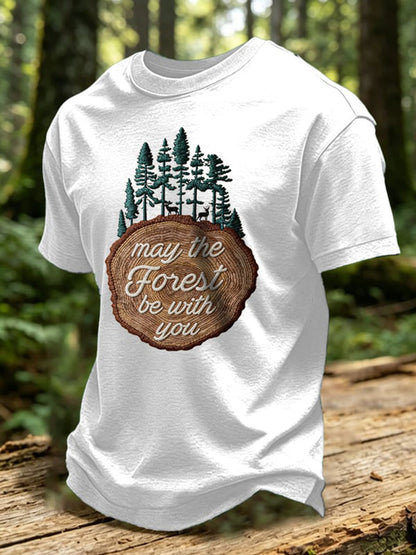 Men's May The Forest Be With You Printed Casual T-Shirt