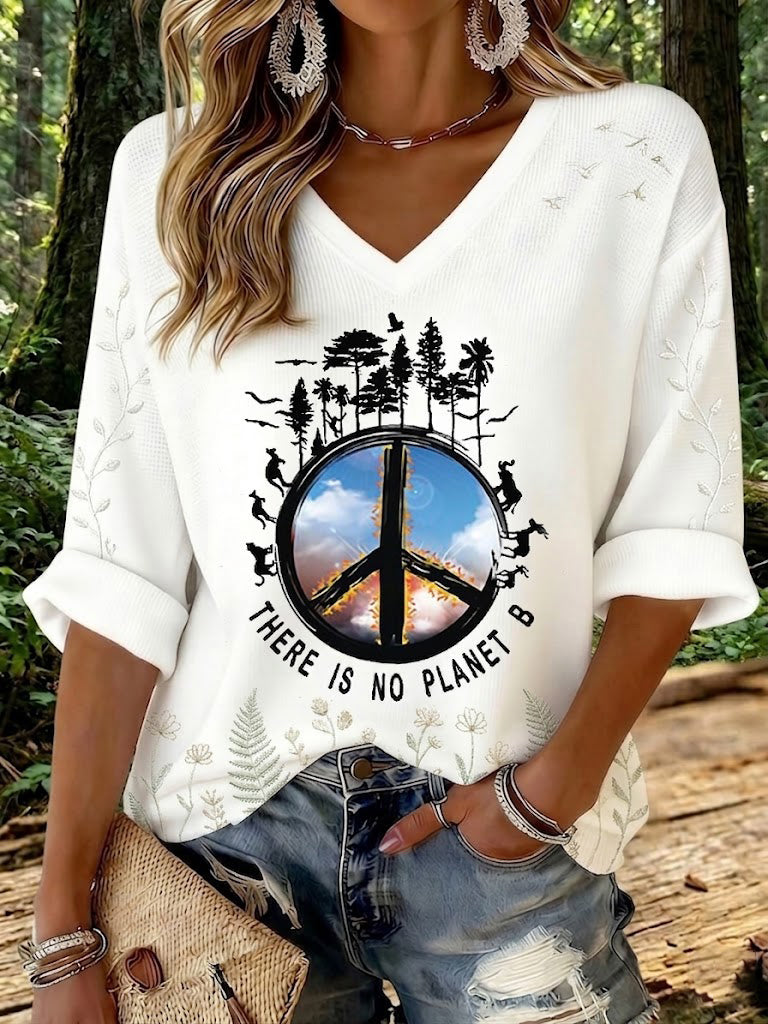 Women's There Is No Planet B Printed Waffle T-shirt