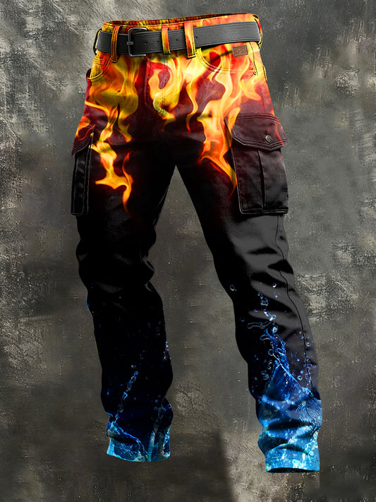 Men's Retro Vacation Business Art Print Casual Workwear Trousers