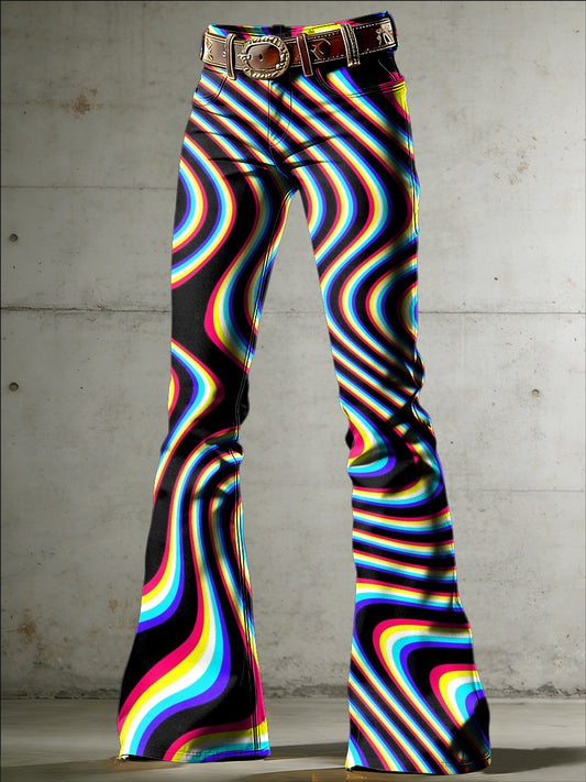 Women's Psychedelic Art Print Flared Trousers