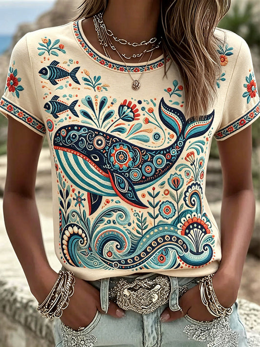 Women's Native Animal Art Print T-Shirts
