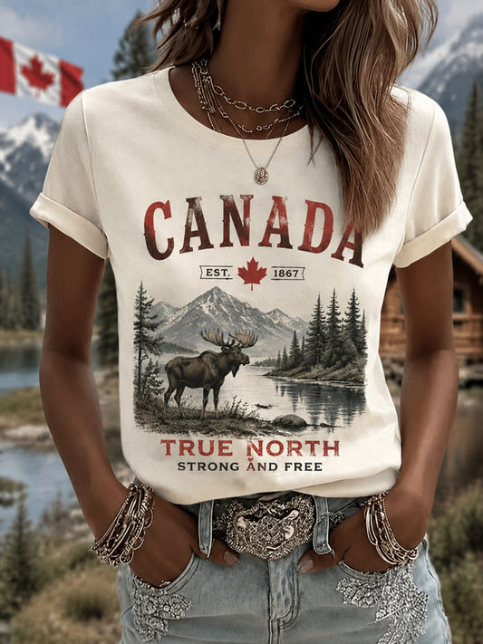 Women's Proud To Be Canadian Print Casual Tee