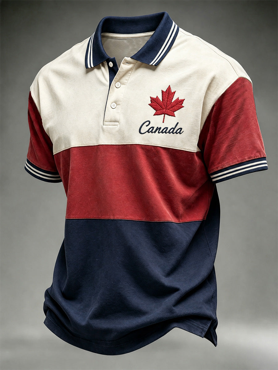 Men's Proud To Be Canadian Print Casual Polo