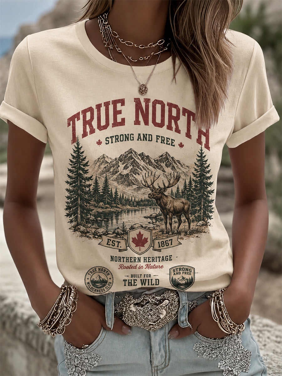 Women's Proud To Be Canadian Print Casual Tee