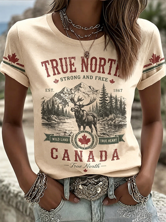 Women's Proud To Be Canadian Print Casual Tee