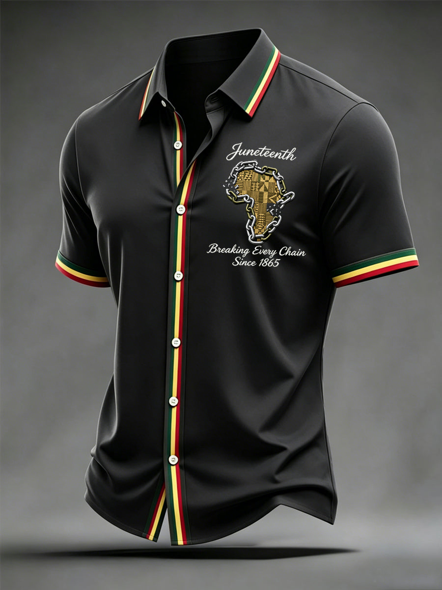 Men's Juneteenth Breaking Every Chain Since 1865 Print Short Sleeve Shirt