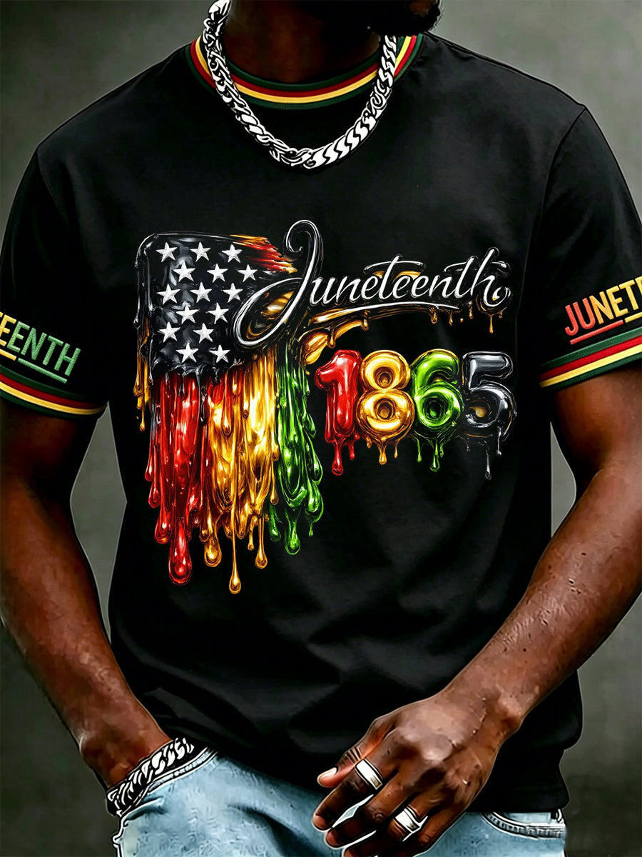 Men's Juneteenth 1865 Print Casual Short Sleeve T-shirt