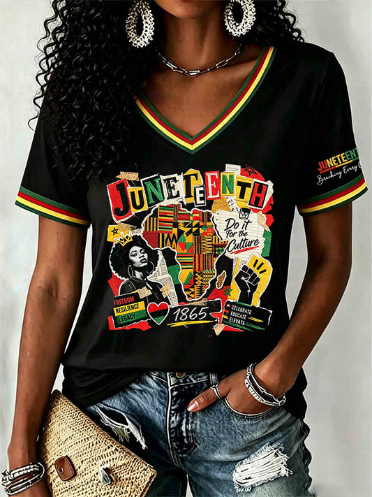 Women's Juneteenth 1865 Print Casual Short Sleeve T-shirt