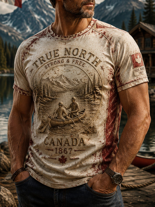 Vintage-inspired Canada Day Casual T-Shirt