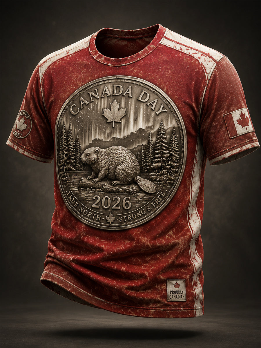 Retro Canada Day Commemorative Casual T-Shirt