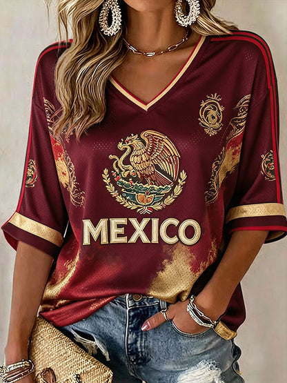 Women's Mexico Football Lover Printed T-shirt