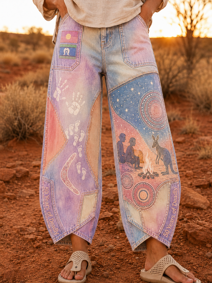 Women's  Naidoc Week Art Print Flared Trousers