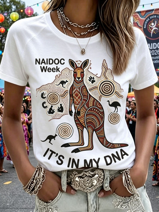 Women's Retro Australian NAIDOC Week Art Printed T-Shirt