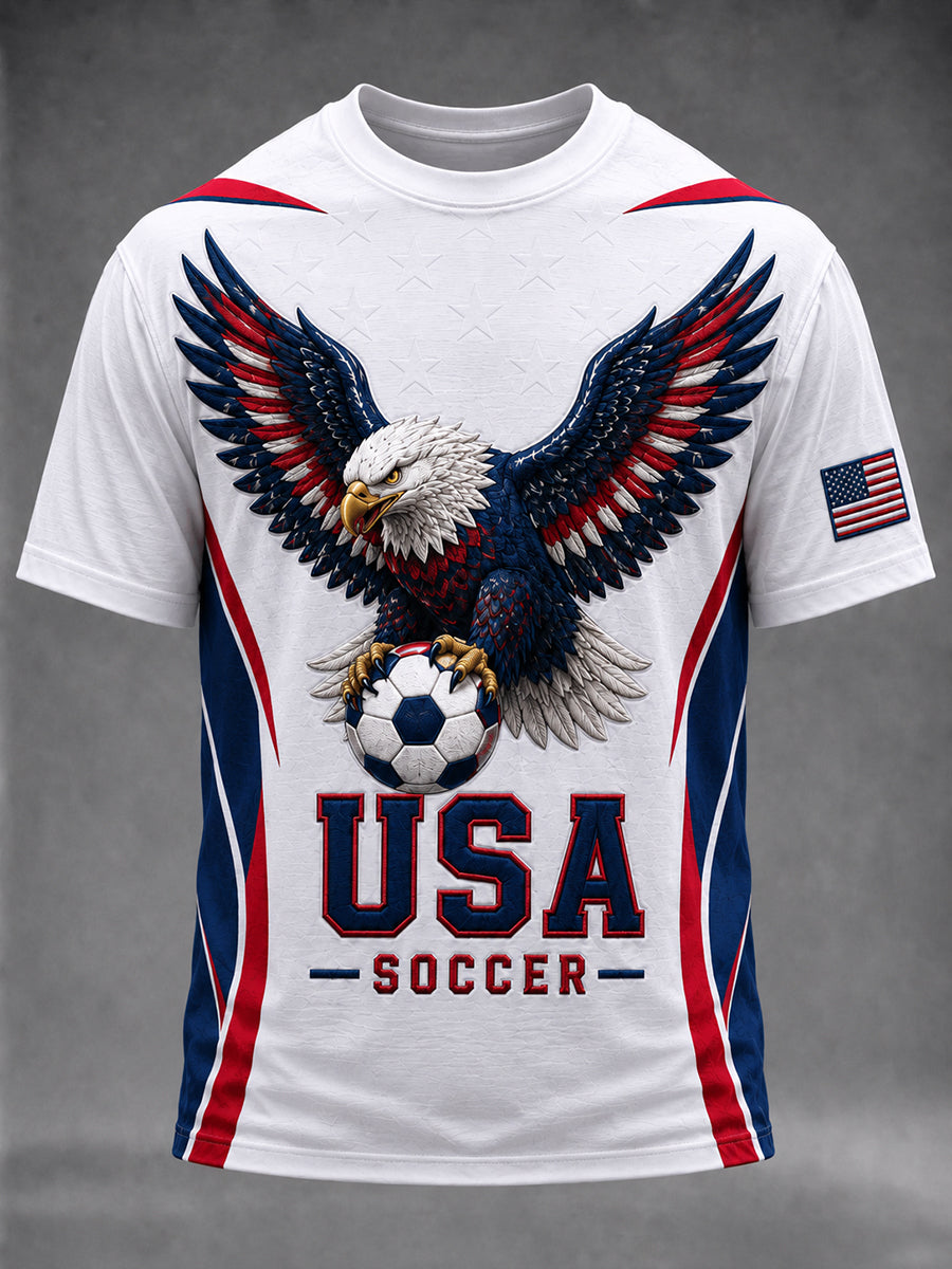 Men's USA Soccer Fan Printed Casual T-shirt