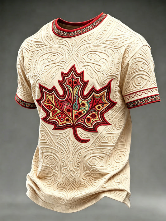 Men's Indigenous Canada Day Printed Vintage Fashion Loose Short Sleeve T-Shirt