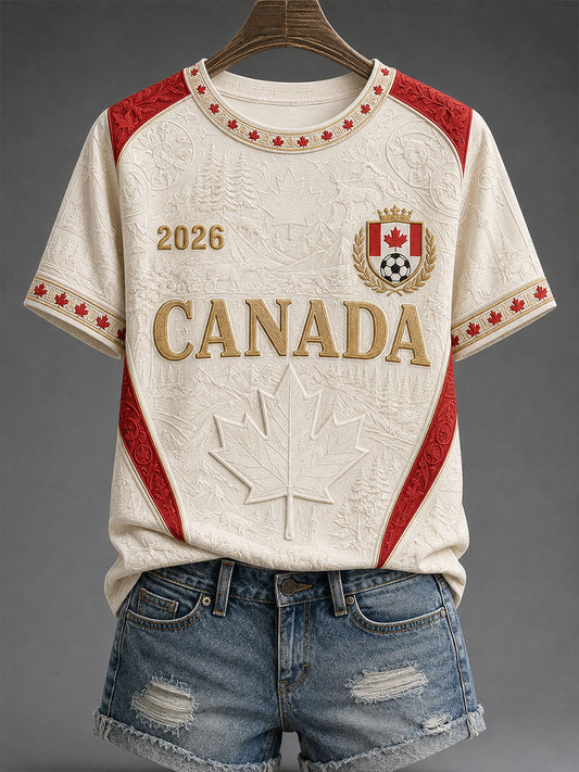 Women's Canada Soccer Print Casual T-Shirt