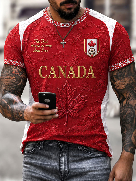 Men's Canada Soccer Printed Casual T-Shirt